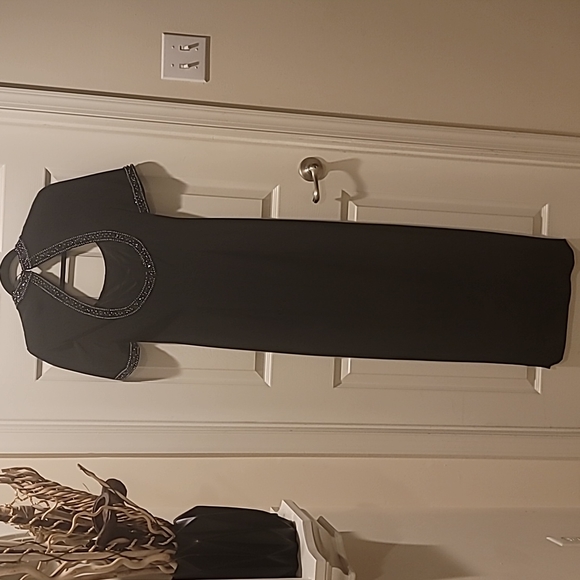 Vintage Black Tie Oleg Cassini Black  Beaded Sequin  Deco Dress - Picture 3 of 11